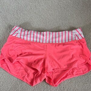 Lululemon Athletica Coral Pink Striped Athletic Shorts